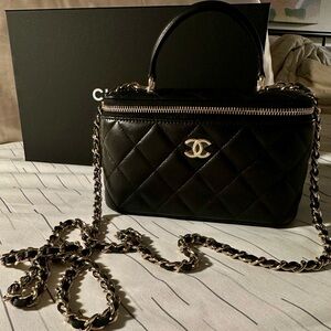 Chanel Lambskin Top Handle Vanity Bag
